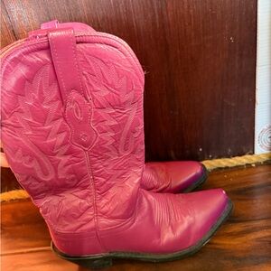 Old West Pink Leather Cowboy Boots